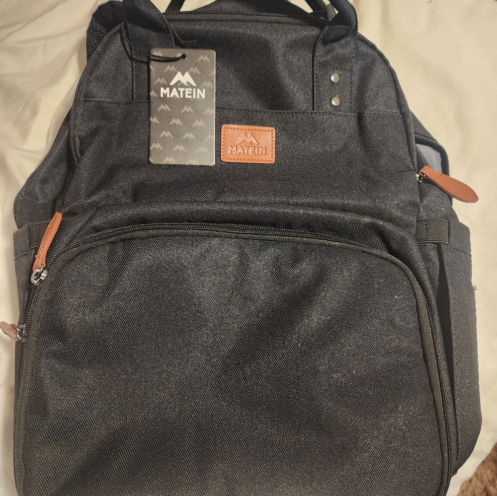 Matein Black canvas Work Backpack USB ports